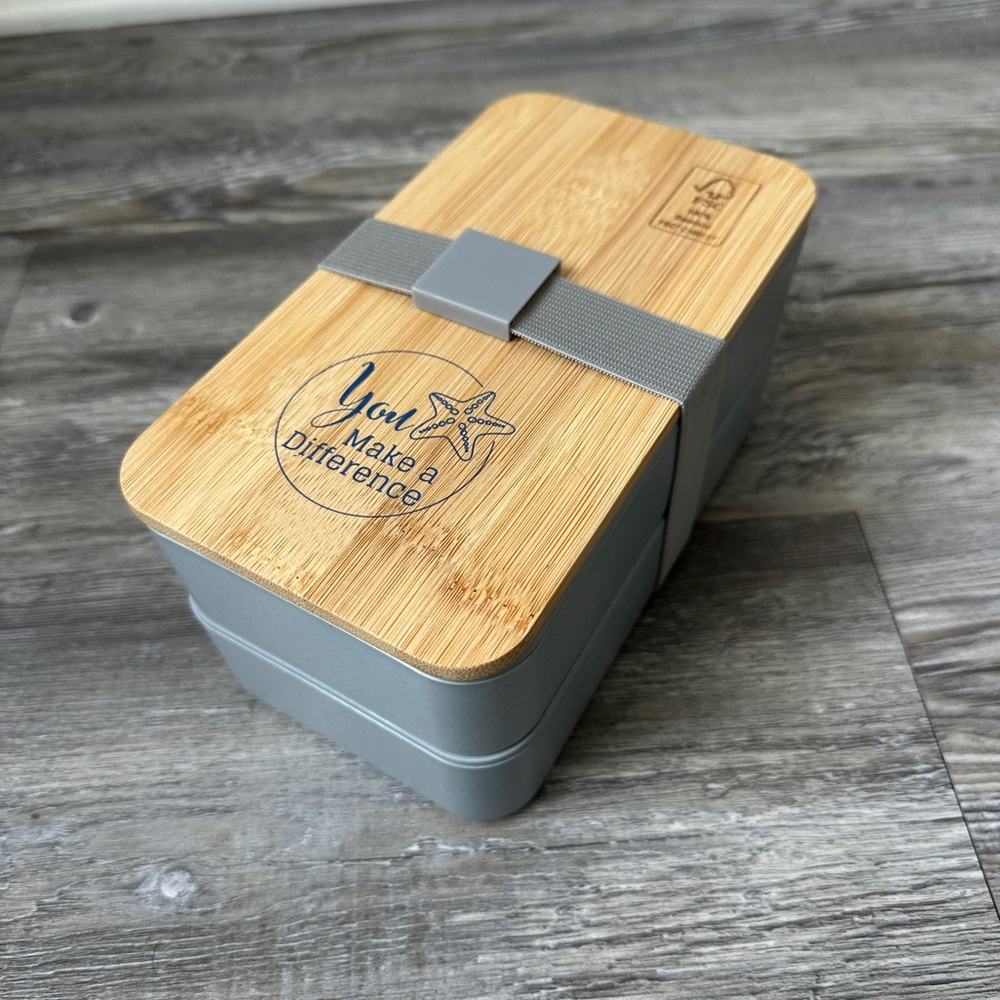 Gray and Bamboo Lunch Box